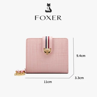 FOXER กระเป๋าสตางค์ใบสั้น 18 ช่อง ใส่บัตรเครดิต กระเป๋าสตางค์หนัง กระเป๋าสตางค์เหรียญ พร้อมฟังก์ชันป้องกัน RFID wallet