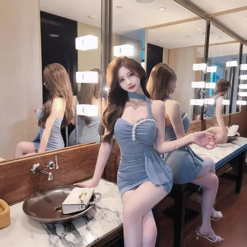 เดรสสั้น แต่งสายเดี่ยวข้างเดียว ดีเทลใหม่ งานนำเข้า สไตล์เกาหลี ใส่ออกงาน สวย เป๊ะมาก