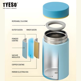TYESO กระบอกน้ำไซส์มินิ พกพาง่าย สแตนเลส 316 ใช้งานได้ทั้งร้อนและเย็น ฝาปิดสนิทไม่รั่วซึม