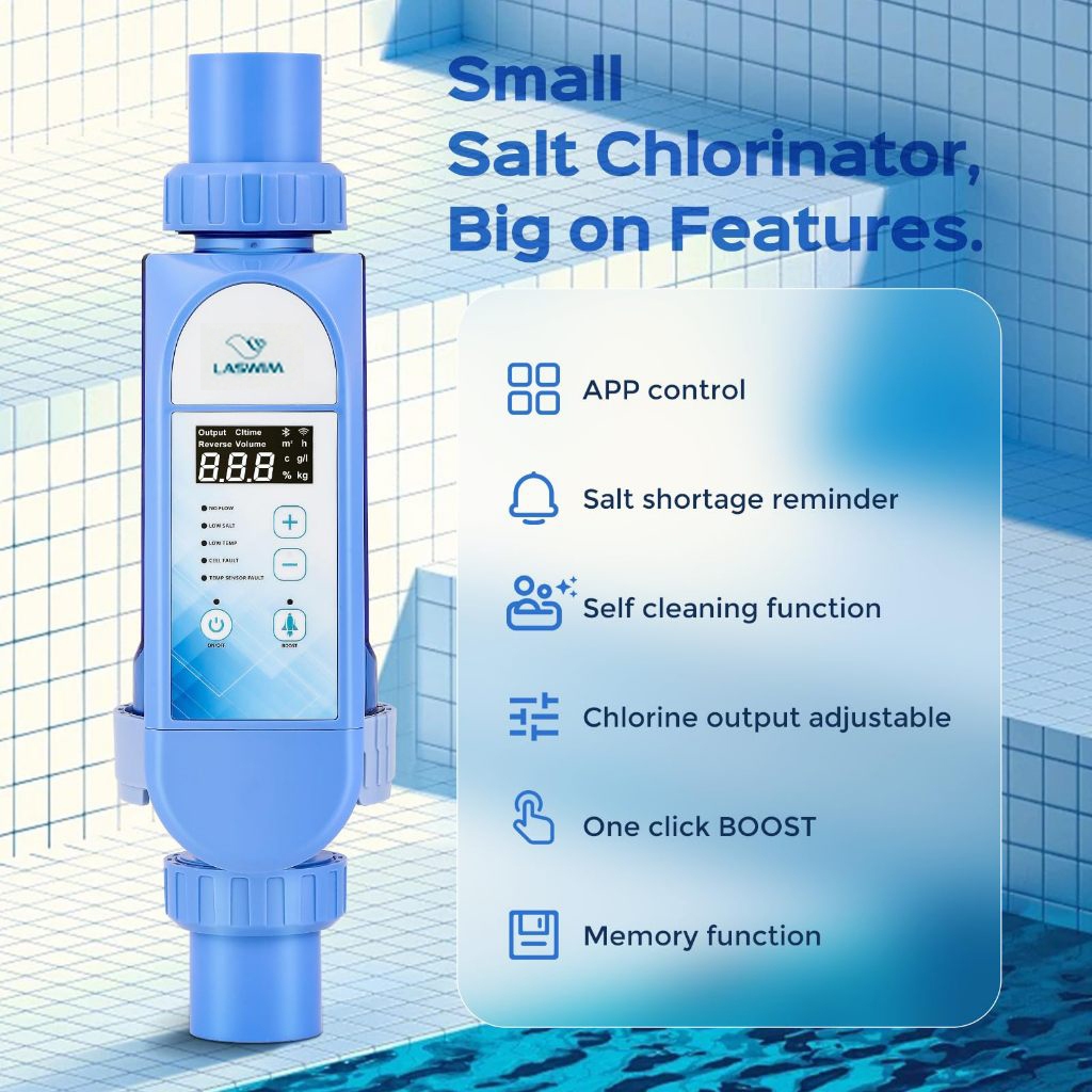Laswim Automatic Salt Water Pool Chlorinator System Salt Chlorine Generator Wifi Control เครื่องผลิตคลอรีนเกลือ 20g/h