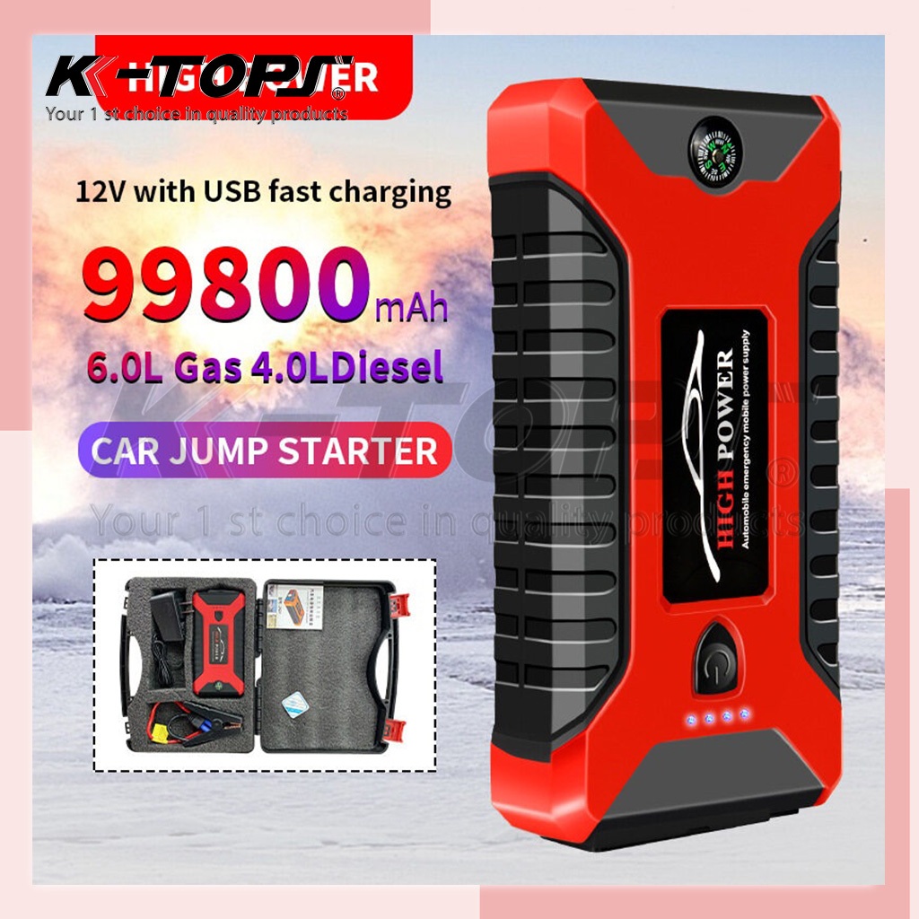 🚀Jump Start เครื่องชาร์จรถยนต์แบบพกพา จััมพ์สตาร์ท อุปกรณ์ช่วยสตาร์ทรถยนต์ เครื่องชาร์จแบบฉุกเฉิน