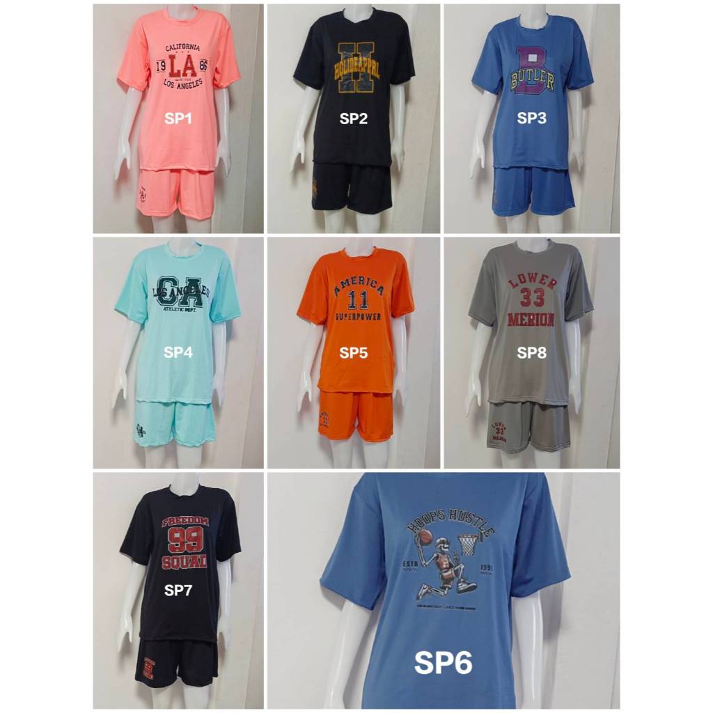 ชุดเซ็ต ชุดลำลอง (เสื้อแขนสั้น+กางเกงขาสั้น) ฟรีไซส์ อกเสื้อ 42 นิ้ว ผ้ายืด ใส่อยู่บ้าน ใส่เล่นกีฬา