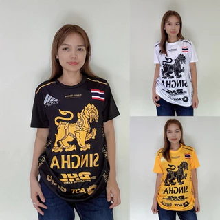 มาใหม่#เสื้อกีฬาแขนสั้น พิมพ์ลาย ผ้าไมโคร ใส่สบายระบายอากาศได้ดี ทรงคอกลม ใส่ได้ทั้งชายและหญิง(สิงห์)M-3XL