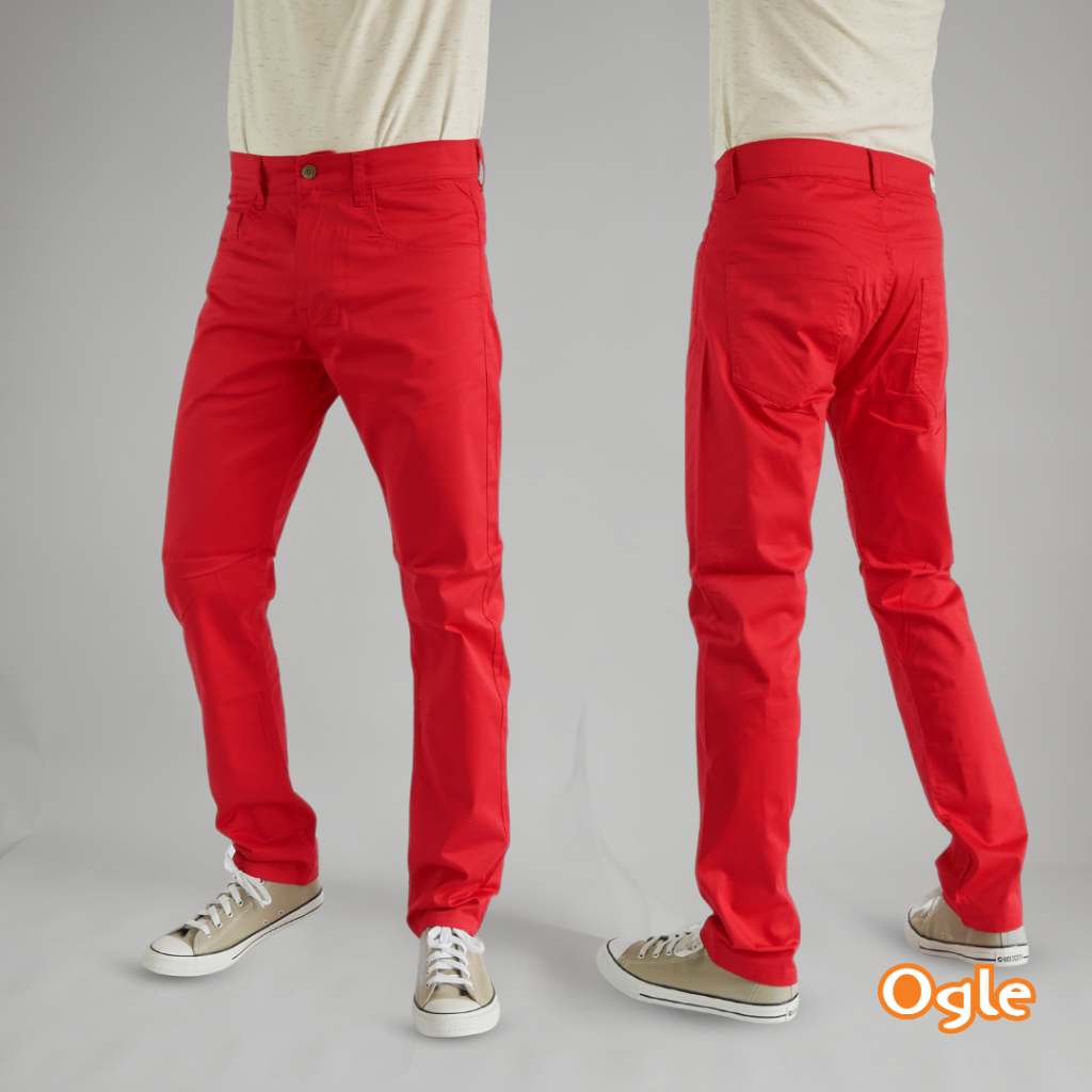 กางเกงสีสด กางเกงขายาวผู้ชาย ขายาวทรงกระบอกเล็ก ผ้าคอตตอนยืด ทรงสวย ฟอกนุ่มมาก ogle 5092015 - รูปที่ 4