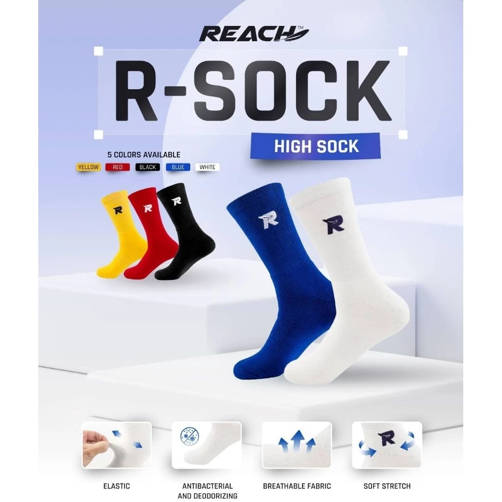 ถุงเท้ากีฬายาว Hight Sock รุ่น R-Sock ฟรีไซส์ มี 5 สีให้เลือก฿100 คู่