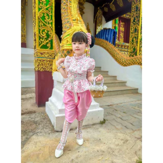 ชุดไทยเด็กผู้หญิง 1-5ปี ใส่แล้วคุณหนู ใสสวยดูดี ผ้าตรงปกมากๆ ลายดอกไม้
