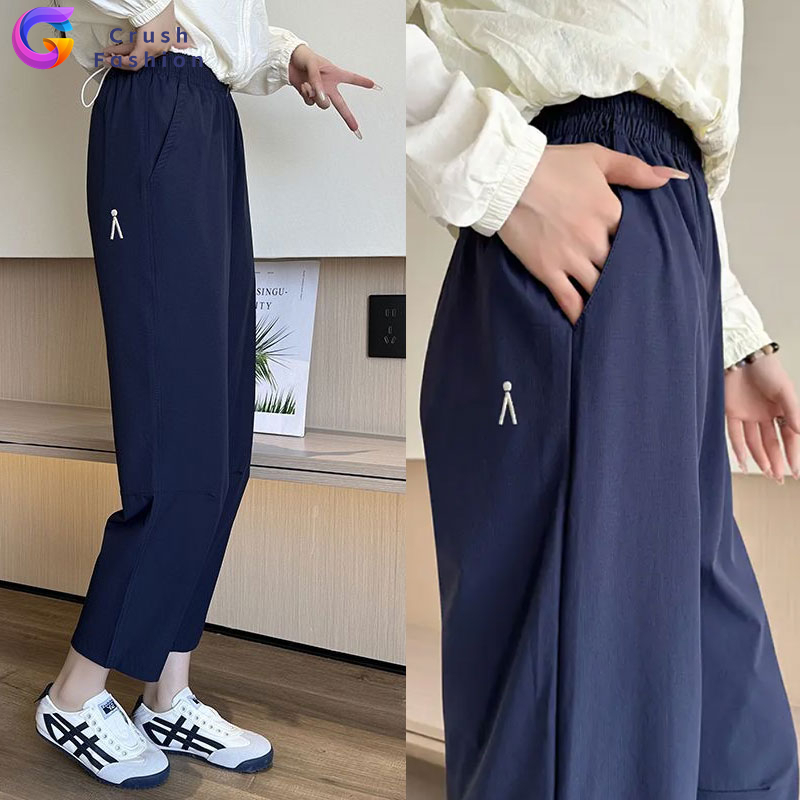 Crush กางเกงเอวสูงขากระบอกใหญ่ Basic pants ใส่ทำงาน ใส่ไปเที่ยว กางเกงตะขอ