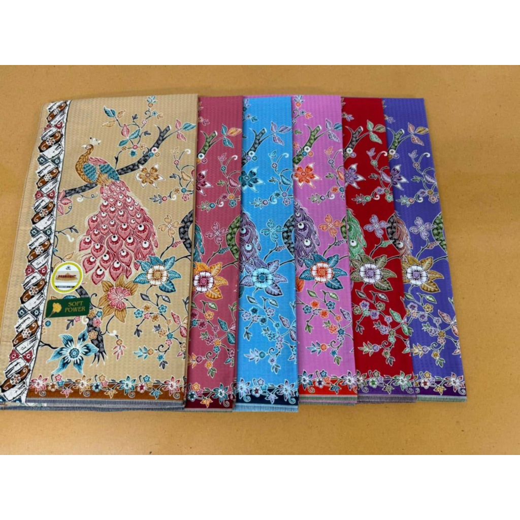ผ้าปาเต๊ะเนื้อด็อปบี้นกยูงไทยใหม่ล่าสุดนุ่มสวยใส่สบาย2ม.ปกติ450฿จัดโปร250฿