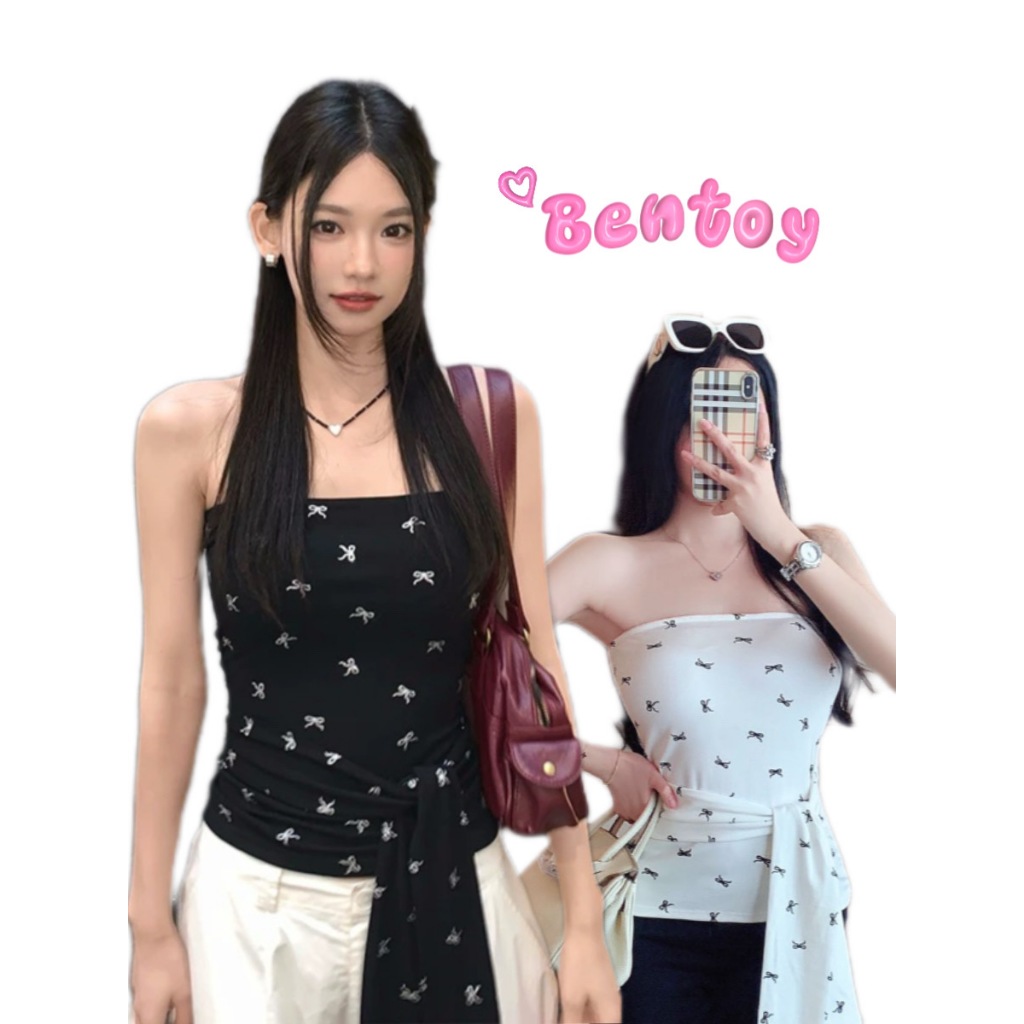 Bentoy เสื้อเกาะอก bratop5588 ฟองน้ำในตัว ดีเทลสายผูกเอว พรางหุ่น ดูหุ่นดี ดูแพง