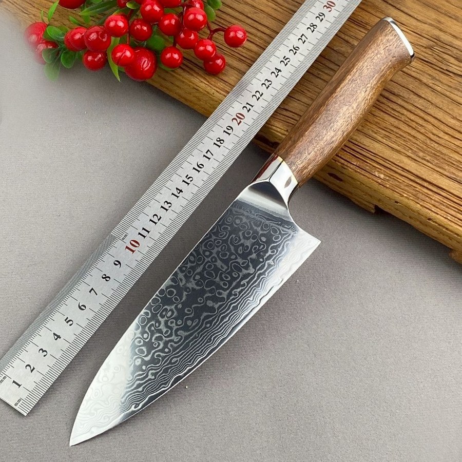 มีดเชฟ รุ่นCDG-012 ดามัสกัสแท้ 6.5นิ้ว 8นิ้ว ด้ามไม้แท้ Chef Knife Damascus เหล็กกล้า ตีทบ67 ชั้น
