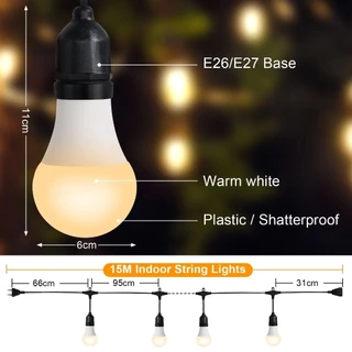 Qimedo ไฟปิงปองLED 6W สว่างสุด ไฟแต่งสวน วินเทจ ไฟสายLED กลางแจ้อง ไฟประดับ งานเลี้ยง คริสต์มาส ปาร์ตี้