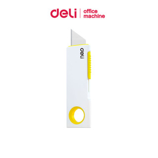 Deli คัตเตอร์มินิ คัตเตอร์ตัดกระดาษ ใบมีดคม แบบเด้งกลับ มีห่วงแขวน พกพาสะดวก อเนกประสงค์ Cutter
