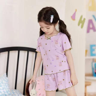 Beryl kids🌸ชุดนอนเด็ก🎀ชุดเด็กผู้หญิง แขนสั้น+กางเกงขาสั้น ฤดูร้อน ลำลอง นุ่ม สบาย ผ้าใส่เย็นสบาย แฟชั่นสไตล์เกาหลีสุดน่า
