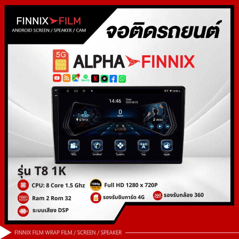 Alpha Finnix จอแอนดรอยด์ 9นิ้ว,10นิ้ว Ram 2/4/8,Rom32/64/128/256,CPU8core จอแอนดรอยติดรถยนต์Android