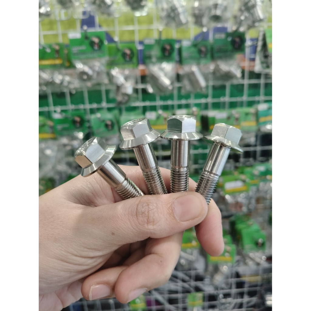 น้าคมน็อตซิ่ง น็อตยึดโช็คหน้า W125R งานมือ(ราคาต่อ1ชุด=4ตัว)