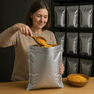 Pure Aluminum Foil Rice Bag ถุงอลูมิเนียมฟอยล์ บรรจุข้าว zipbag Moisture-Proof, Durable Food Storage Pouch