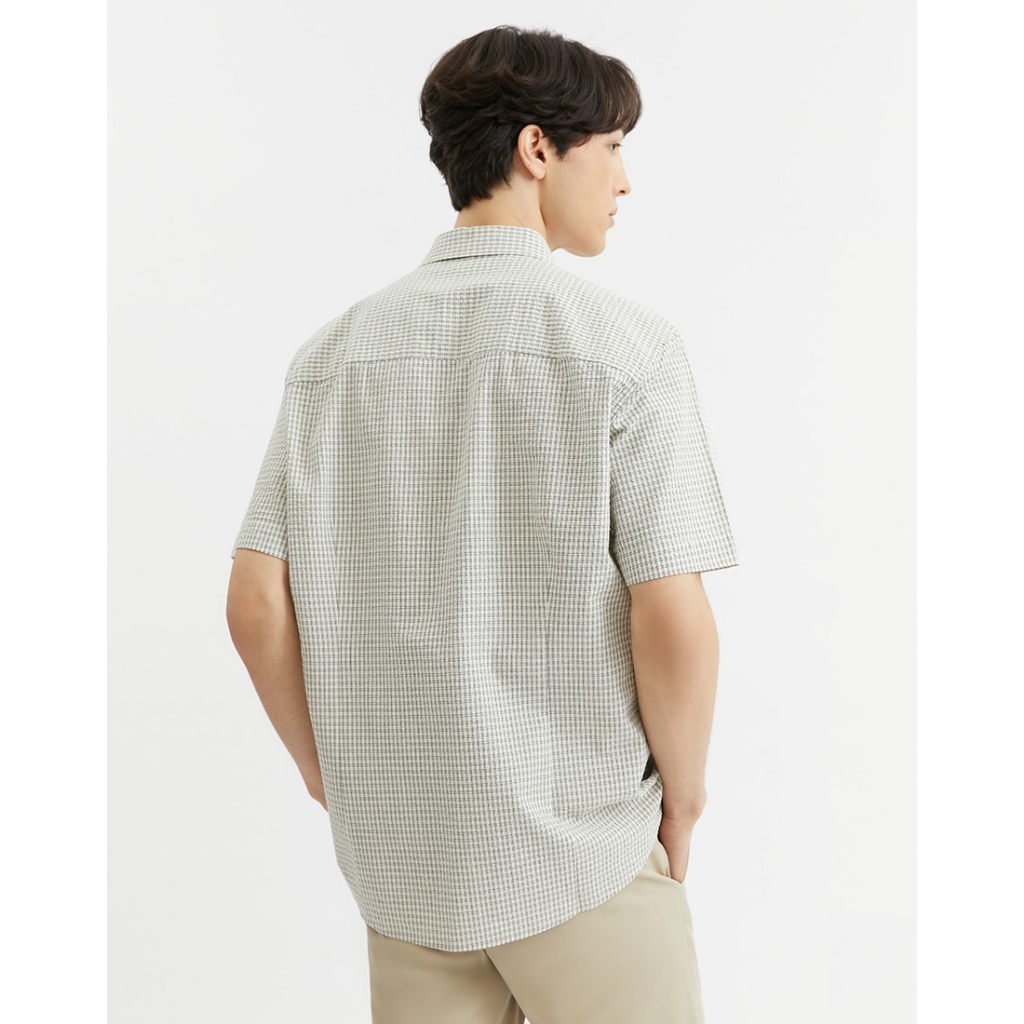 DAPPER เสื้อเชิ้ตแขนสั้น Checked Logo Appliqué สีครีม (BCS/WH/433TS) - รูปที่ 3