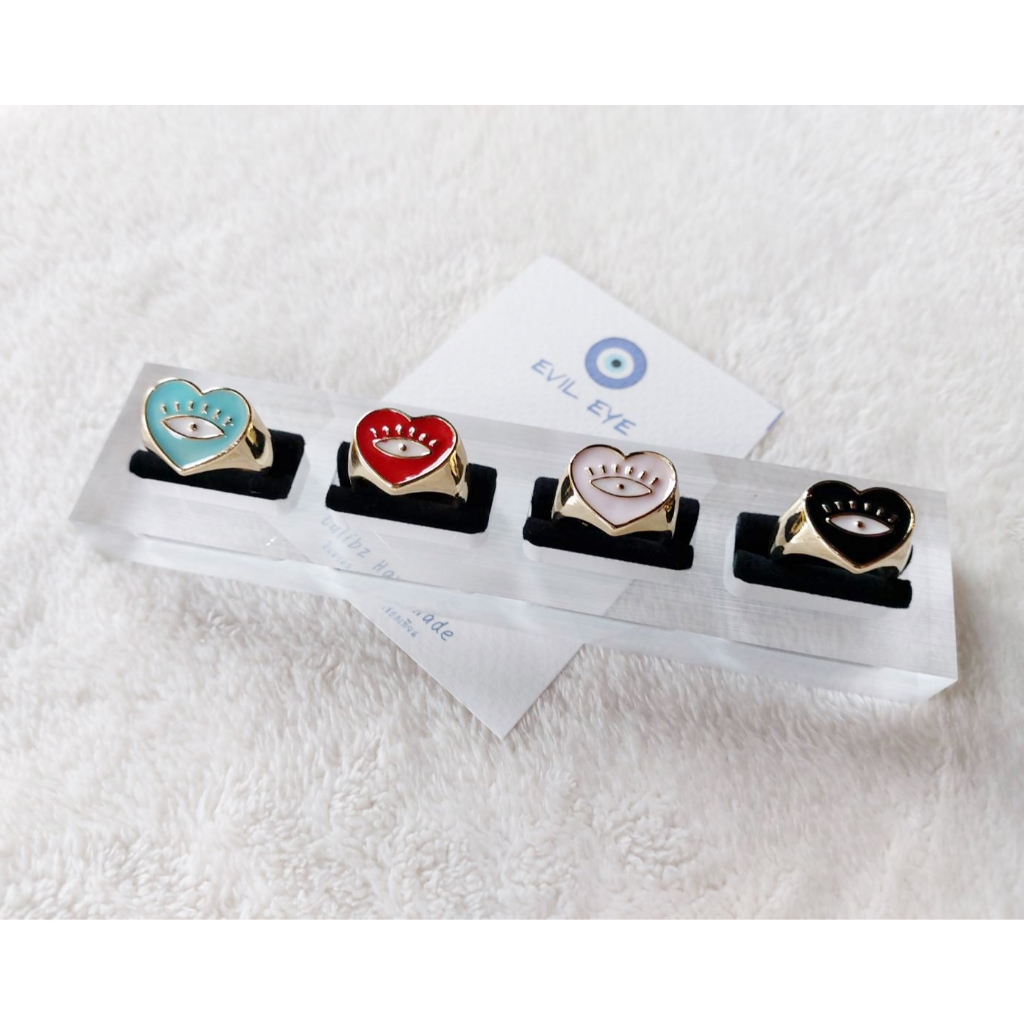 แหวนสแตนเลส 🧿 หัวใจ Evil eye (โดนน้ำได้)