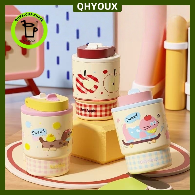 QHYOUX จัดส่งภายในประเทศ 🚚แก้วกาแฟสแตนเลสสตีลพร้อมฝาปิด แก้วเยติ 316 แก้วสแตนเลส พกพาสะดวก