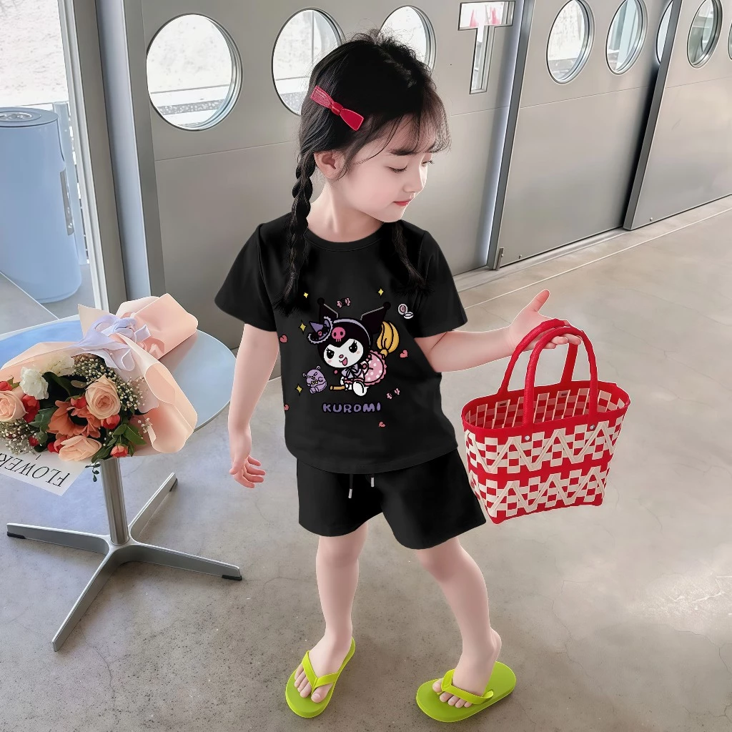 2-12 ปี ชุดเด็กผู้หญิง เสื้อยืดแขนสั้น+กางเกงขาสั้น 2 ชิ้น ผ้าระบายอากาศ น่ารัก สำหรับเด็กผู้หญิง thumbnail 5