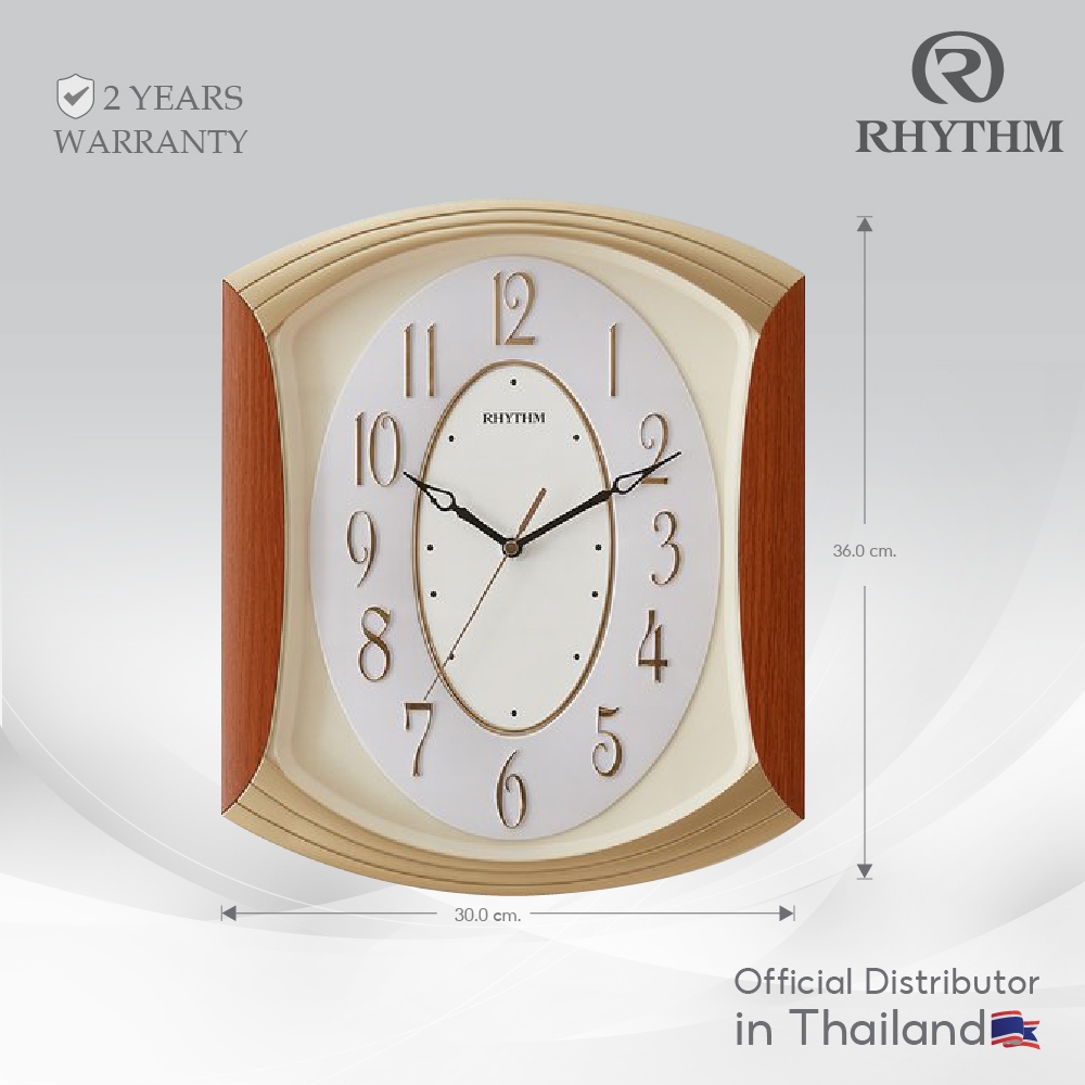 นาฬิกาติดผนัง RHYTHM นาฬิกาแขวน ทรงสี่เหลี่ยม ขอบพลาสติกลายไม้ มี 2 สี ขนาด 30 ซม.-CMG856NR