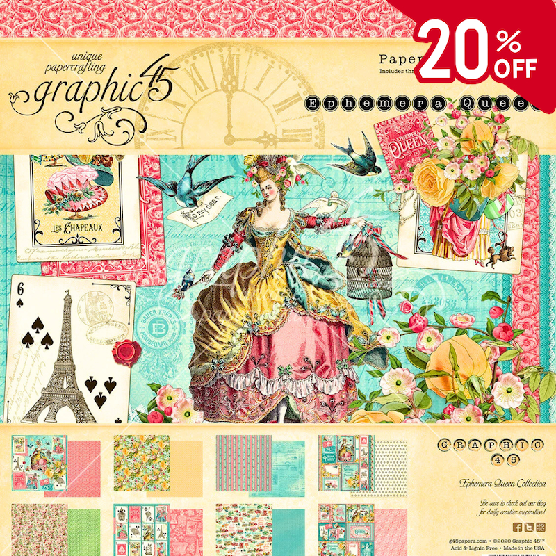 Graphic45 Ephemera Queen paper pad 12 x 12 inch