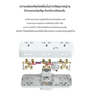 [🔥โค้ดลด ]Randyปลั๊กไฟ16A ปลั๊กแปลง 4000W ปลั๊กเสริม