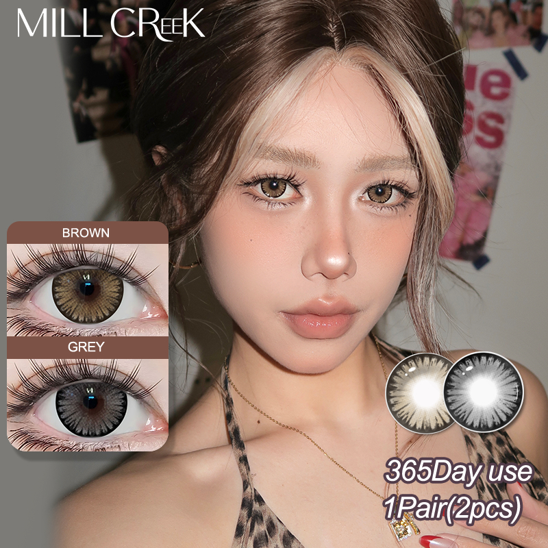 【NEW&😍】2PC คอนแทคเลนส์สีน้ำตาลธรรมชาติ ชุ่มชื้น ใส่สบาย คอนแทคเลนส์สีเทา นำเข้า