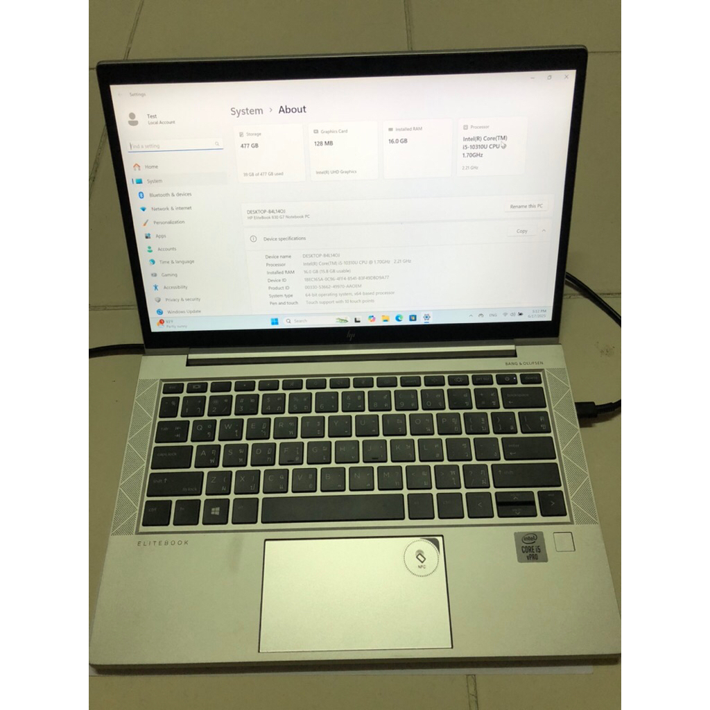 HP EliteBook 830 G7 i5 vPro 1.7ghz Ram 16G SSD M.2 512 G TouchScreen