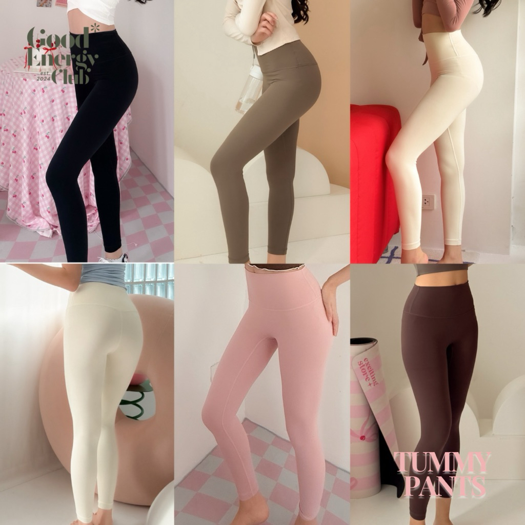 GOOD ENERGY CLUB - TUMMY PANTS[0286] กางเกงออกกำลังกายผู้หญิง เลกกิ้งออกกำลังกาย ยืดตามตัว กางเกงโยคะ (3M-4O)