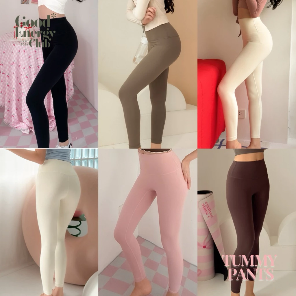GOOD ENERGY CLUB - TUMMY PANTS[0286] กางเกงออกกำลังกายผู้หญิง เลกกิ้งออกกำลังกาย ยืดตามตัว กางเกงโยคะ (3M-4O)