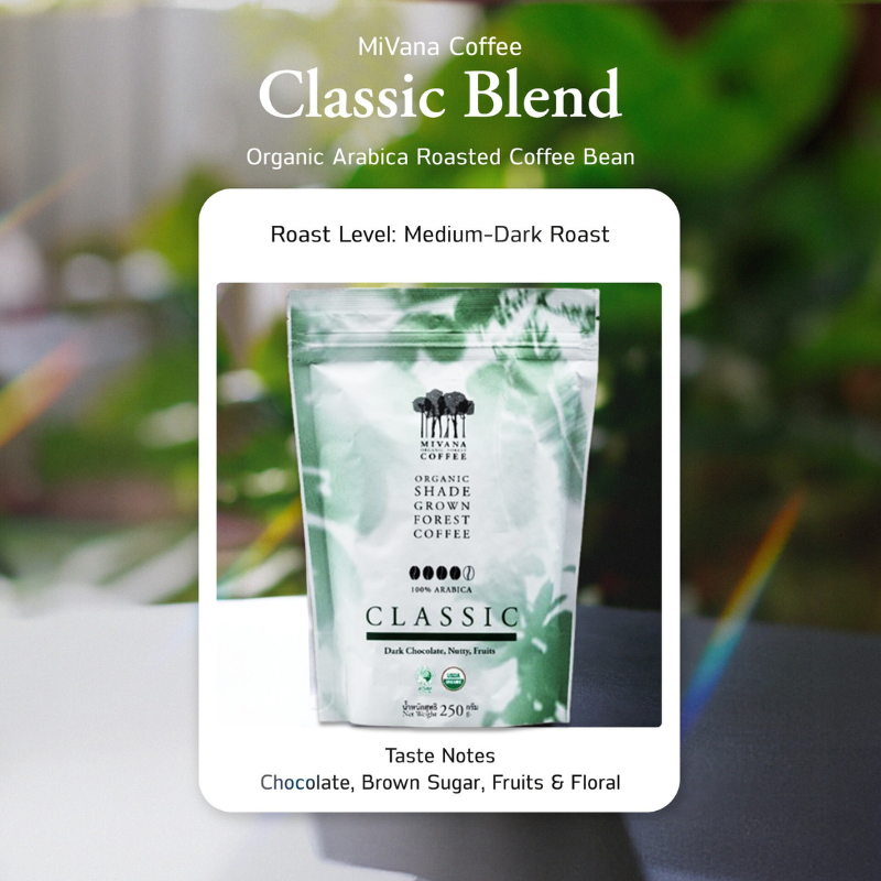 กาแฟมีวนา คลาสสิกเบลนด์ เมล็ดกาแฟคั่ว (คั่วกลาง-เข้ม) MiVana Classic Blend (Medium-Dark Roast) 250g