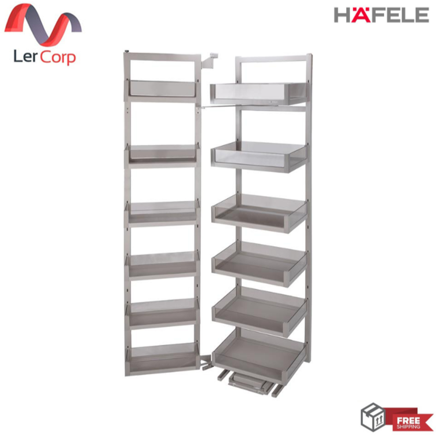 (Hafele) ตู้สูงบานเปิด หน้ากว้าง 600 มม. สูง 1,820 มม. วัสดุเหล็กพ่นสีแชมเปญ ขอบกระจก(495.35.355)