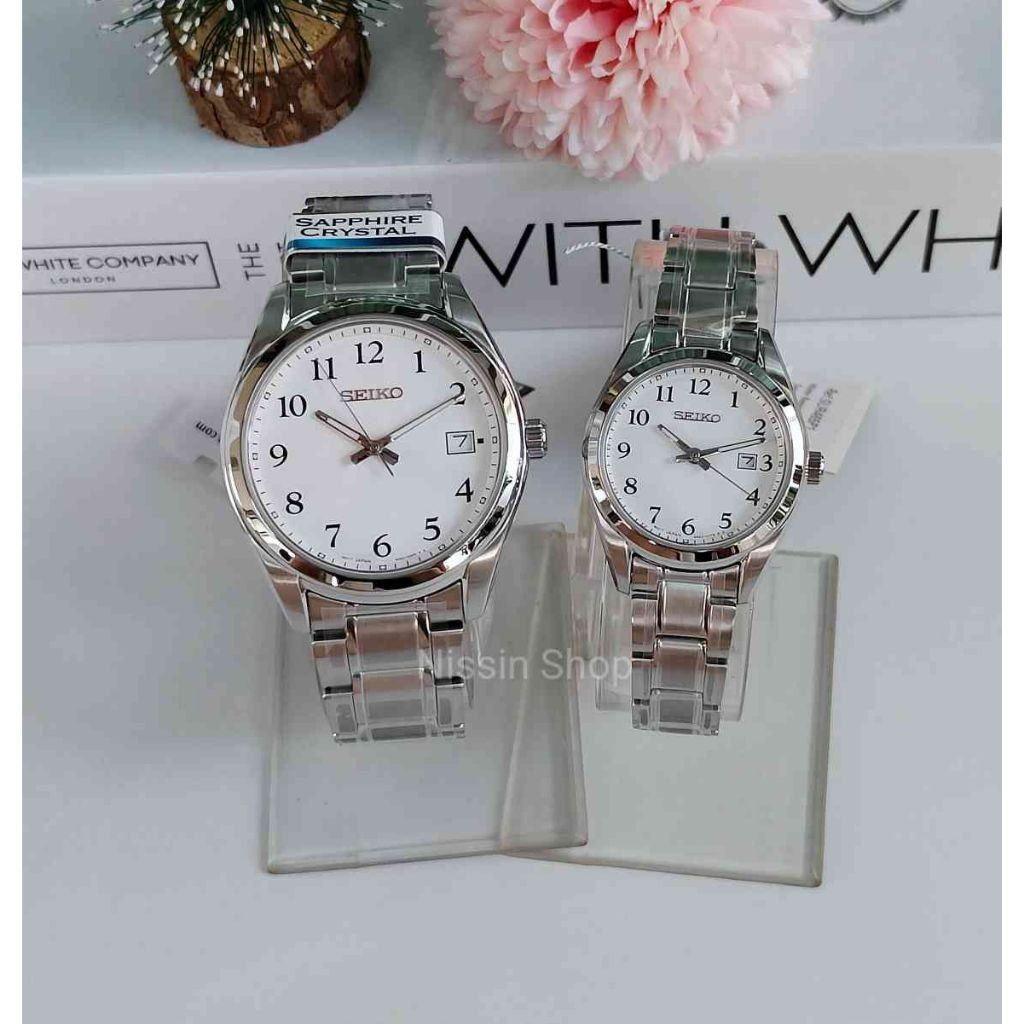 นาฬิกา Seiko set คู่รัก รุ่น SUR459P1 และ SUR465P1 ระบบควอตซ์ กระจก Sapphire กันน้ำ 100 เมตร ของแท้ 