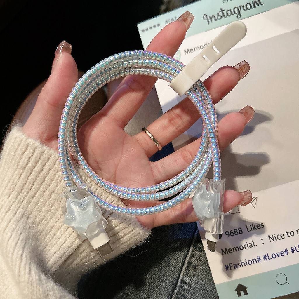 พร้อมส่งจากไทย ปลาฟ้า ชุดพันสาย เคสหัวชาร์จ ลายการ์ตูน ตัวถนอมสาย USB 20w 18w 35W - รูปที่ 2