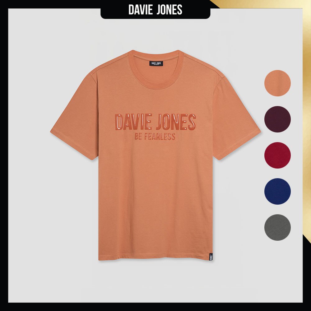 DAVIE JONES เสื้อยืด Logo Slim Fit T-Shirt LG0110 สีส้มอ่อน ม่วง แดง น้ำเงิน เทา