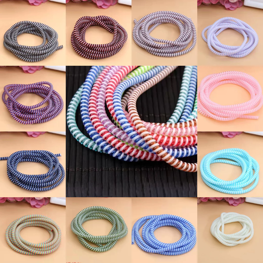 Data Line Protection Rope สายป้องกันสปริงพันสาย 1.5 เมตร สำหรับสายชาร์จ/สายข้อมูล ป้องกันสายพันกัน