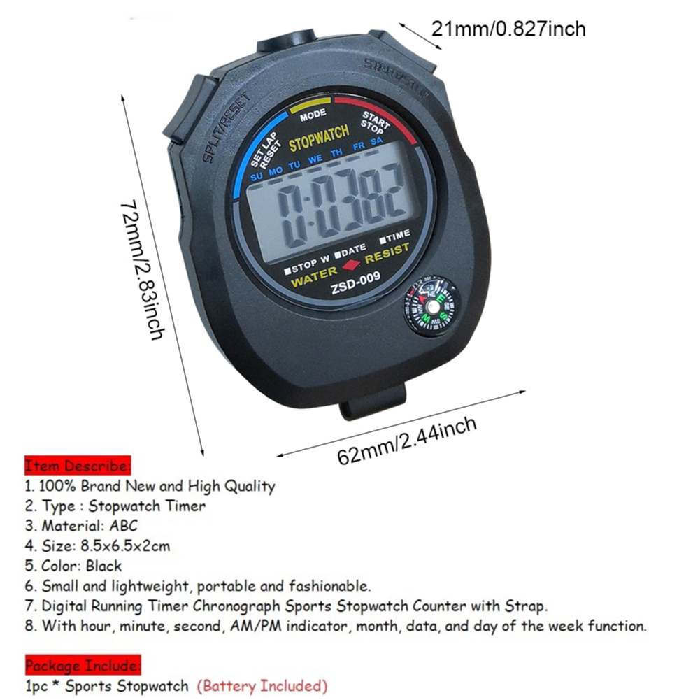 นาฬิกาจับเวลา รุ่น Digital Sports Stopwatch Stop Watch นาฬิกาจับเวลาดิจิทัลอิเล็กทรอนิกส์ นาฬิกา จับเวลา นาฬิกาปลุก - รูปที่ 7