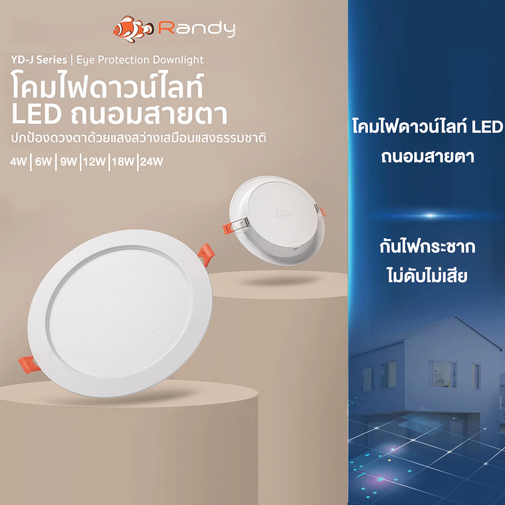 [3FREE1]‼️ RANDY Downlight ไฟดาวน์ไลท์LED  โคมไฟเพดานแบบฝังฝ้า White&Warm ไฟติดห้อง ไฟเพดาน ไฟห้องนอน ประกัน2ปี – โปรปัง