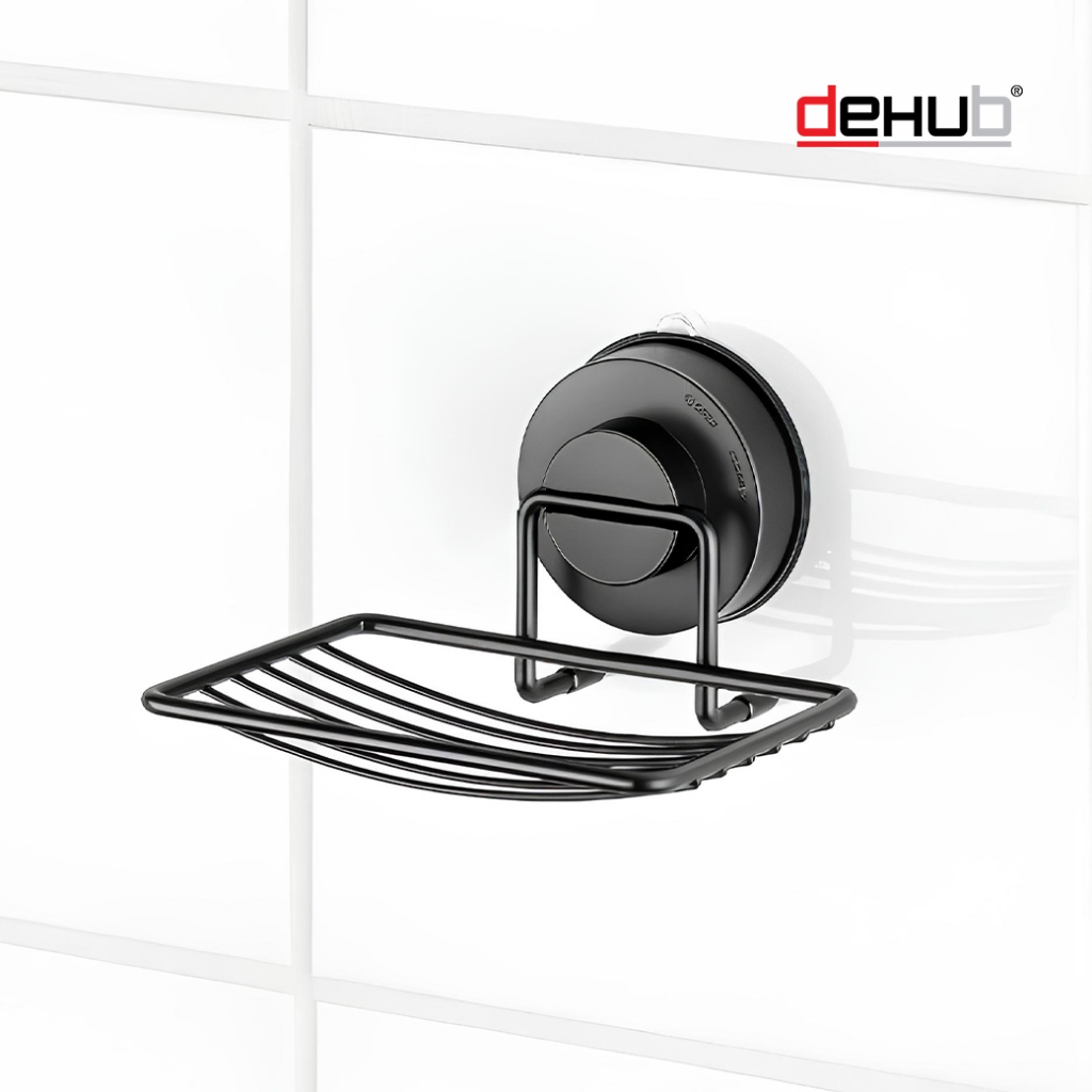 Dehub ที่วางสบู่ ตะแกรงวางสบู่ วางของ วางโทรศัพท์ ตัวล็อกสูญญากาศ ไม่ต้องเจาะผนัง Soap Rack (Black)