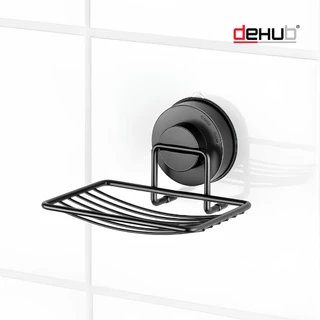 Dehub ที่วางสบู่ ตะแกรงวางสบู่ วางของ วางโทรศัพท์ ตัวล็อกสูญญากาศ ไม่ต้องเจาะผนัง Soap Rack (Black)