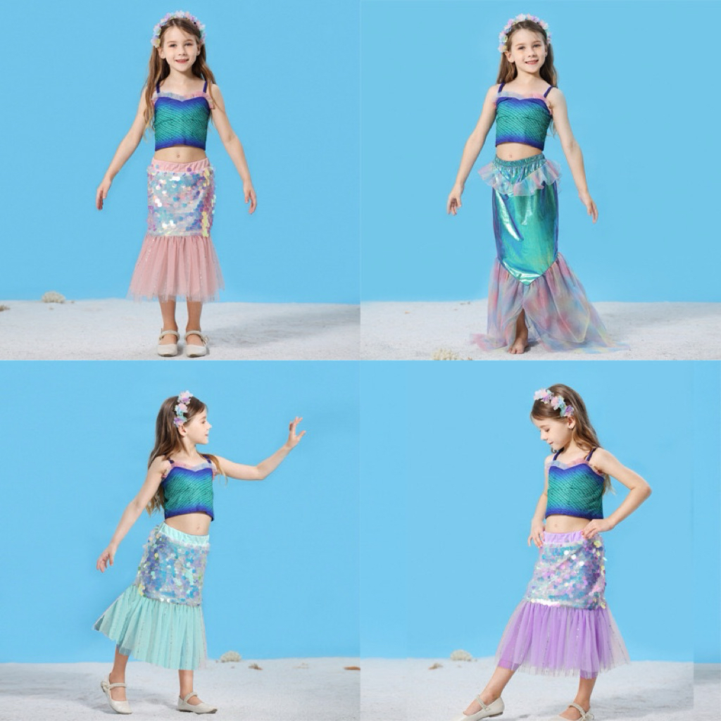 Unicrony [ส่งจากไทย]กระโปรงคอสเพลย์ นางเหงือก กลิตเตอร์ สายรุ้ง พลาสเทล กระโปรง mermaid - รูปที่ 4