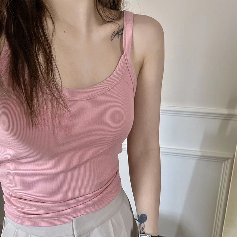 เสื้อสายเดี่ยว (S-3XL)เข้ารูป เหมาะกับสาวๆสายเที่ยวสายไปคาเฟ่ สีสันสดใส ผ้าใส่แล้วไม่ร้อน แฟชั่นยอดนิยม สไตล์เกาหลี