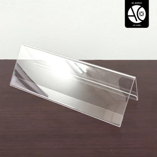 ป้ายอะคริลิคตั้งโต๊ะ 30x10.5 cm. (A4นอนพับครึ่ง) 2หน้า ทรง V ป้ายสามเหลี่ยม (V9)