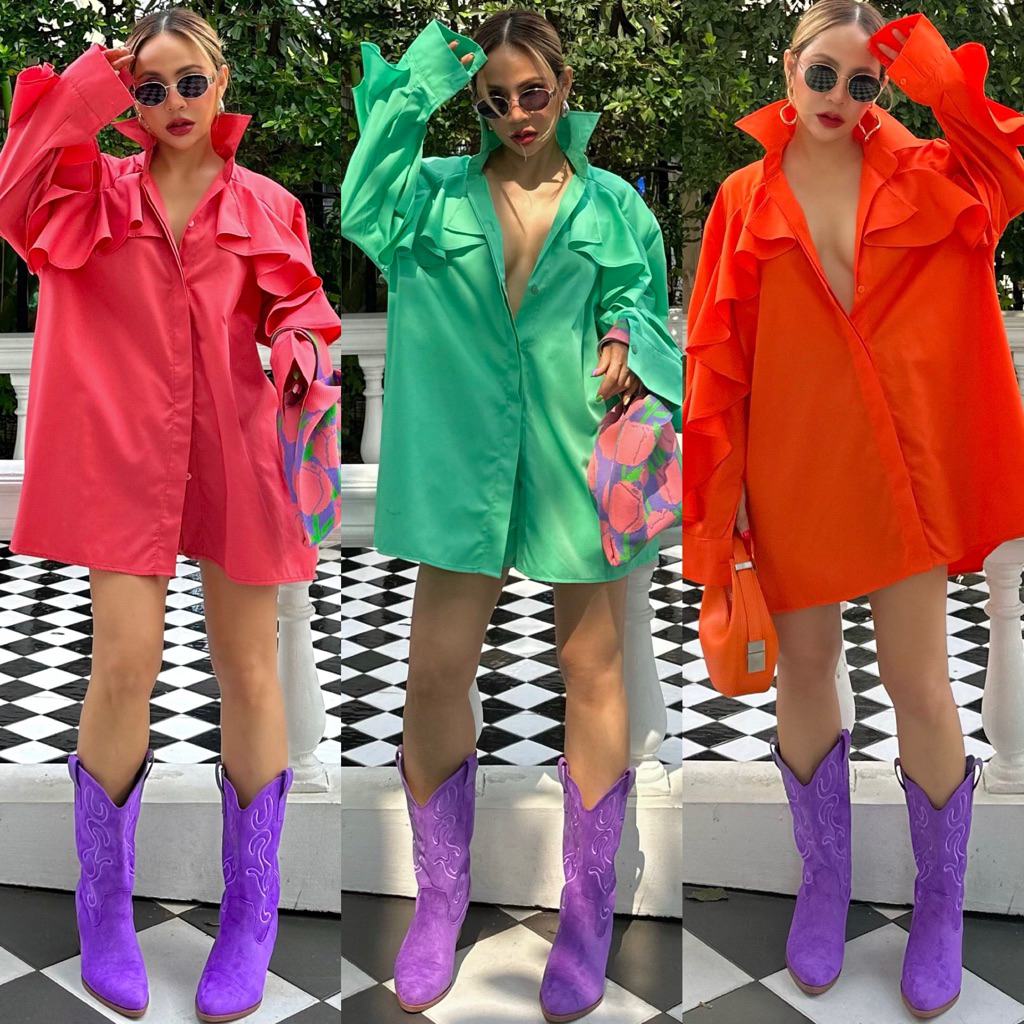 Bright by Aruna: เชิ้ตโอเวอร์ไซร์ระบายแขน