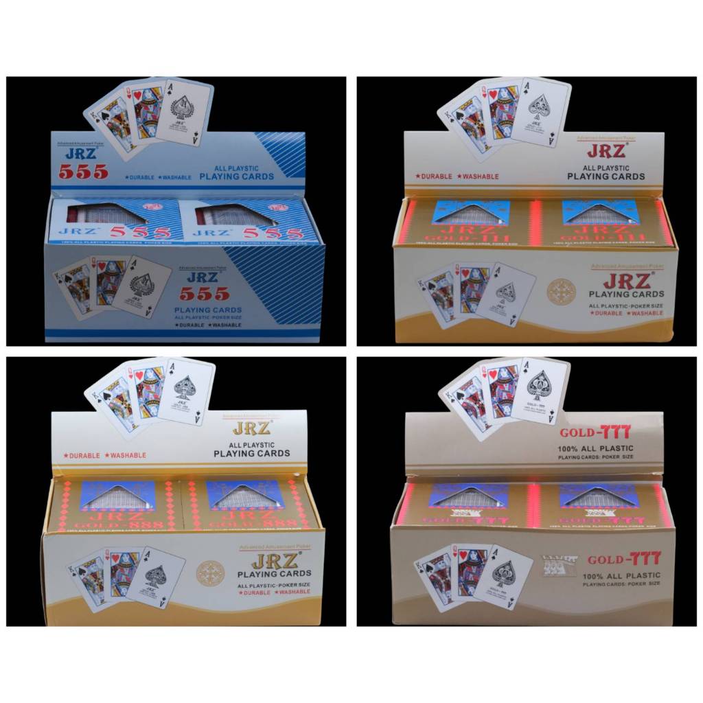 กล่องพลาสติก ขอบทอง 555 YJZ - 777 GOLD- GOLD 111 -GOLD 888  อย่างดี (6 สำรับ)สวย