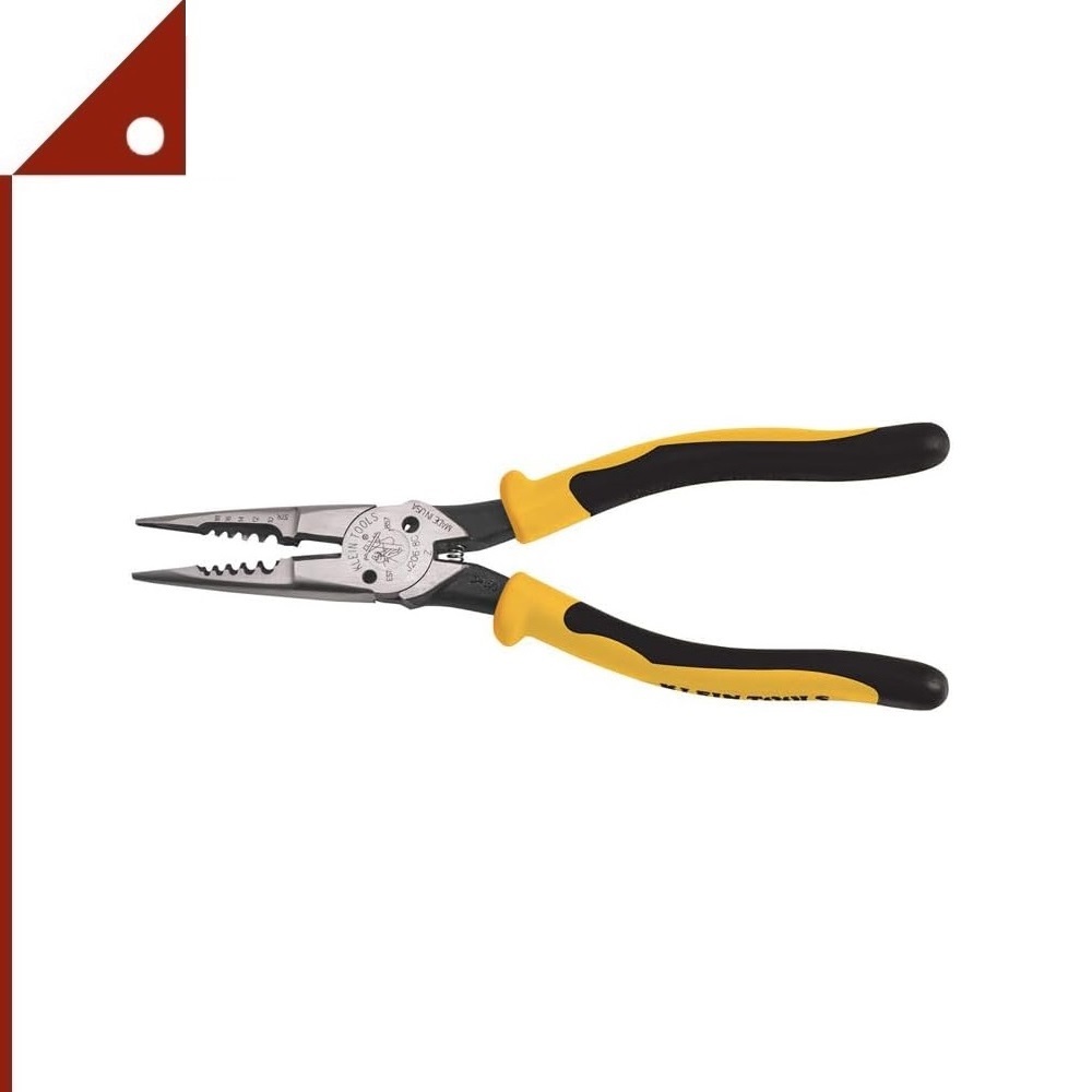 Klein Tools : KLTJ2068C* คีมปากยาวอเนกประสงค์ ติดสปริงใช้ดัดและตัดลวด Long Nose All-Purpose Spring L