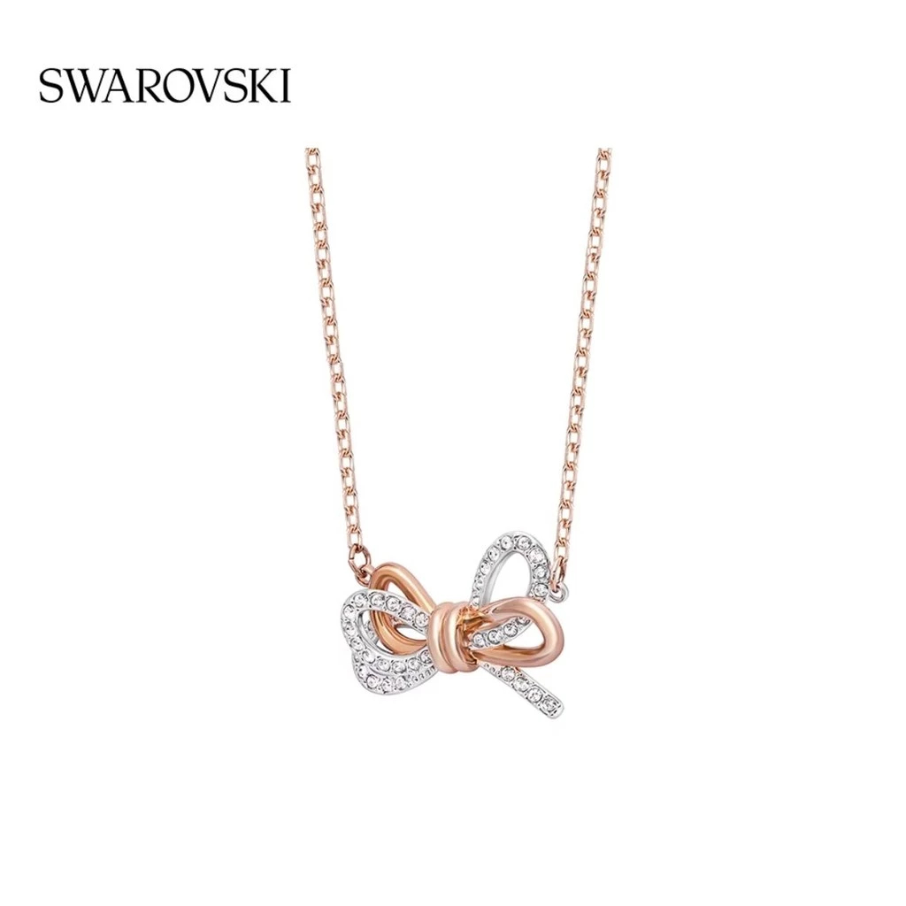 💎ของแท้100%🛫 Swarovsk Lifelong Bow Two-tone bow necklace สองสี หูกระต่าย เครื่องประดับแฟชั่น