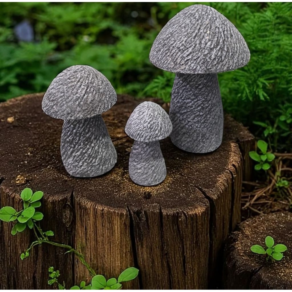 เห็ดแต่งสวน เห็ดจัดสวน (วัสดุ ปูนปั้น) Set 3 ชิ้น - รูปที่ 6