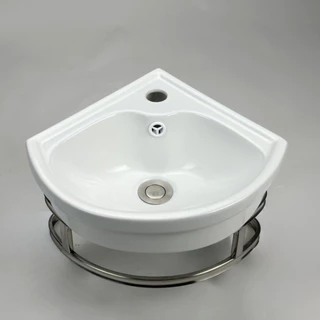 อ่างล้างหน้า อ่างล้างมือ วัสดุเซรามิค แบบแขวนลอย ดีไซน์เข้ามุม ขนาด29x29ซม. ceramic basin รุ่น Bas-C5